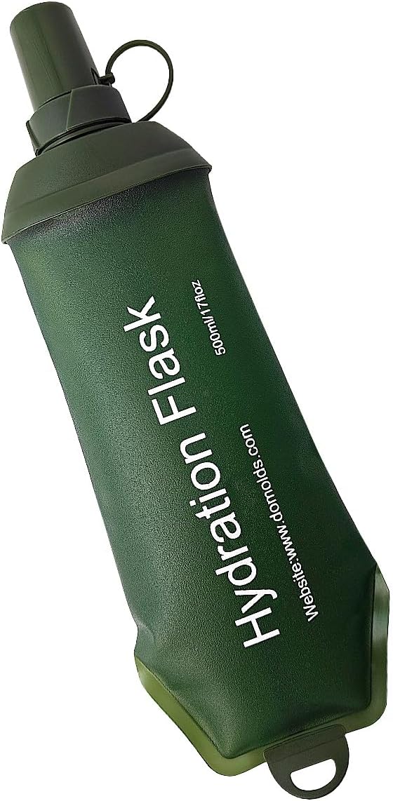 WILDREEDS 500ml Soft Flask, TPU Collapsible Soft Water Bottle for Hydration Pack, Running Vest, Folding Water Bottle for Hiking Cycling Climbing-1Pcs, Green