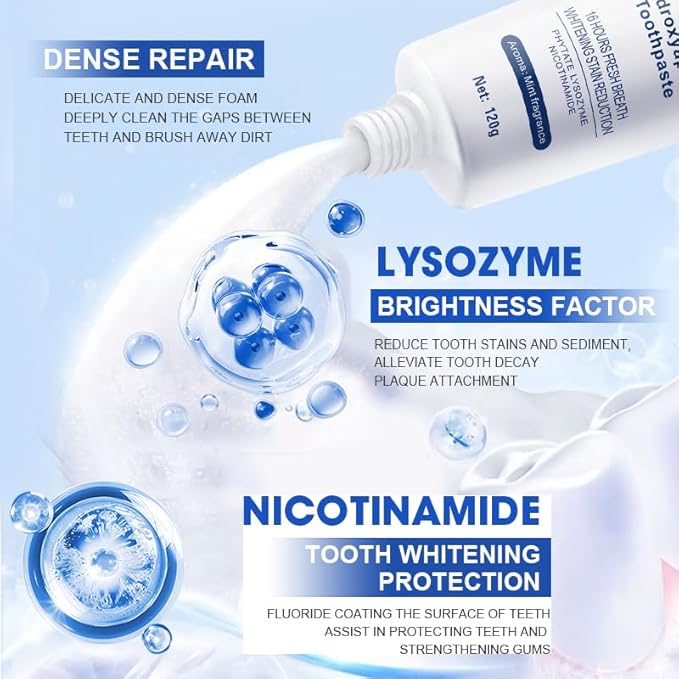 Hydroxyapatite Toothpastes for Enamel Protection and Tooth Strengthening, Upgraded Effectively Whitens Teeth Freshen Breath.(1Pcs)