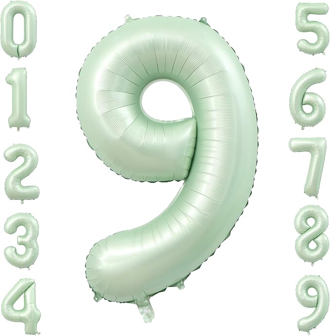 40 Inch Olive Green Large Number Balloons 0-9, Number 9 Balloons Foil Mylar Big Number Balloons, Helium Number Balloons Decorations For Birthday, Anniversary Events, Wedding Party