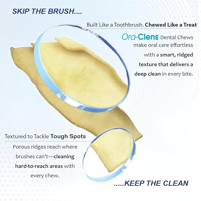 Oral Hygiene Chews for X-Large Dogs-Enzymatic Dental Treats for Daily Oral Care, Cleans Teeth and Freshens Breath, Reduces Plaque, Bacteria and Tartar Build Up Without Brushing-15 Chews
