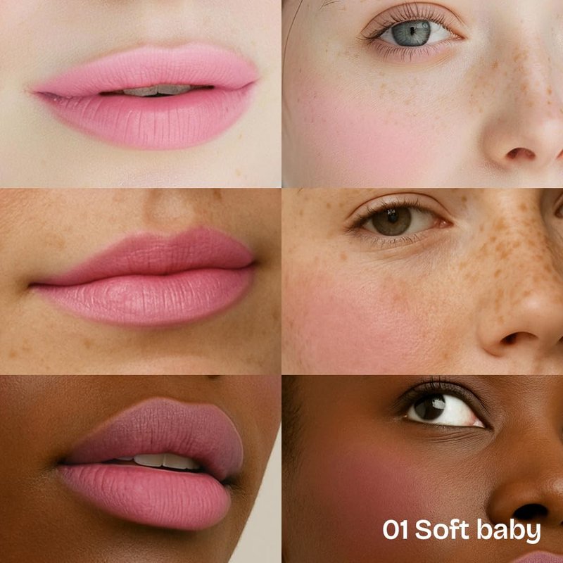 MILKTOUCH dearthing Blurry Effect Smooth Touch Pot - Lip and Blush, Soft Airy Matte Finish, Vivrant Color | Stocking Stuffers for Women (01 Soft Baby, 0.16 Fl Oz)