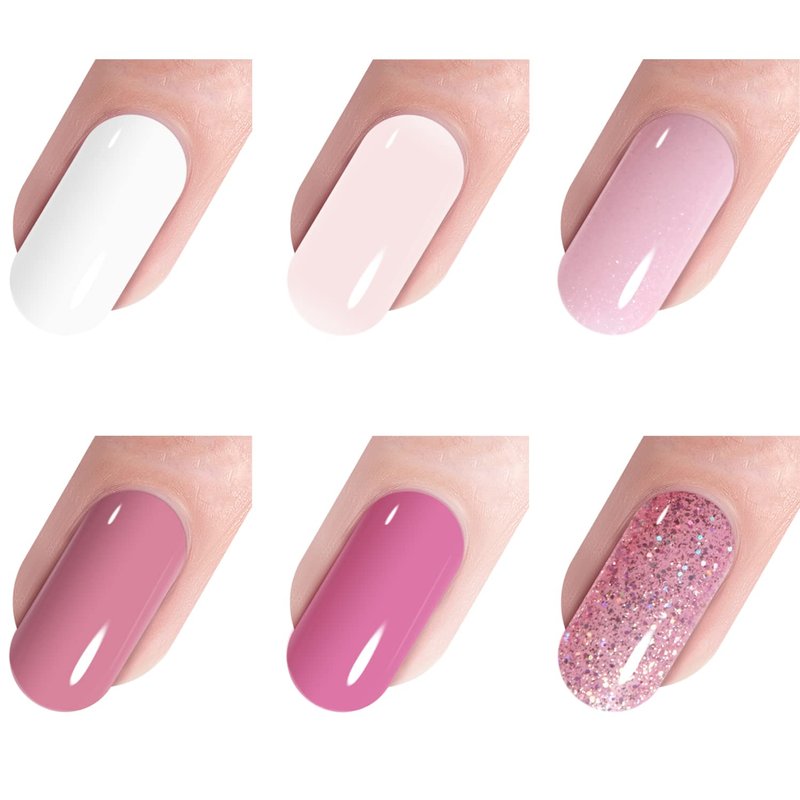 Vishine Gel Nail Polish Starter Kit with 48W SUNOne UV LED Nail Lamp Speed Dryer Manicure Tools 6 Pretty Colors Gel Polish Base and Top Coat #01