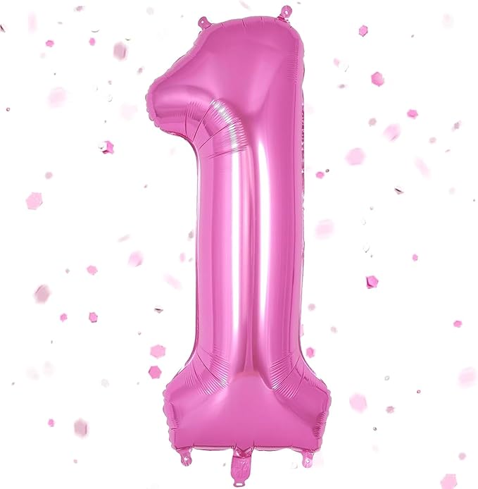 Pink Number Balloons, Large Hot pink Number 1 Balloon 40 Inch Pink 1 Balloon for Men Women Boys Girls 1st Birthday Party Decoration