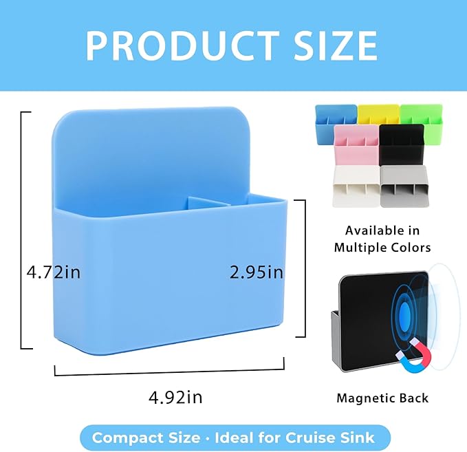 Cruise Essentials 2026 – Magnetic Toothbrush Holder for Cruise Ship Cabin, Wall-Mounted Cruise Bathroom Organizer, Travel Toothbrush Holder for Caribbean Cruise & Alaskan Cruise Must Haves (Blue)