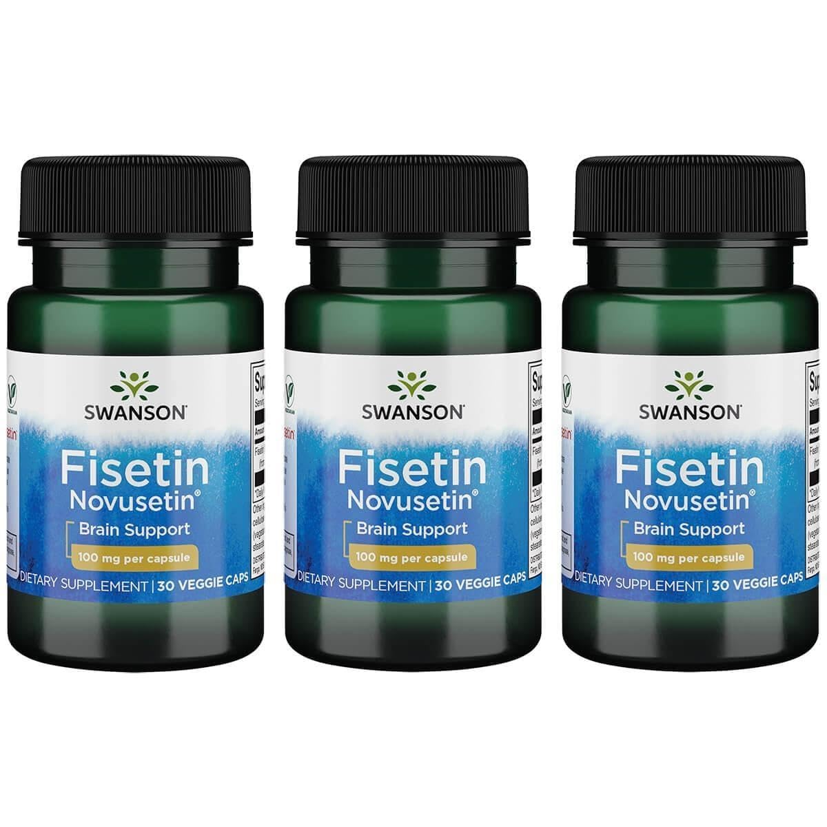 Swanson Fisetin Molecularly Similar to Apigenin, Luteolin, and Quercetin 100 Milligrams 30 Veg Capsules (3 Pack)