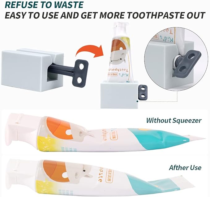 Y-Kelin 3 PCS Toothpaste Squeezer, Rolling Tube Toothpaste Squeezer with Frosted Handles Toothpaste Holder Stand Bathroom Organizer,Saves Toothpaste and Creams (Pink + White + Light Blue)