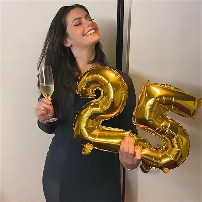 10 Pcs Gold 0-9 Number Mylar Balloons,16 Inch Foil Balloons Mylar Balloons for Party Decorations Party Supplies