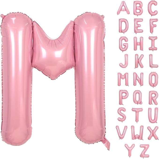 Biapian 40 Inch Giant Pink M Balloon - Single Alphabet M Foil, Light Pink Name Letter Balloon for Girls Women Birthday Party Decoration, Baby Shower, Anniversary Supplies