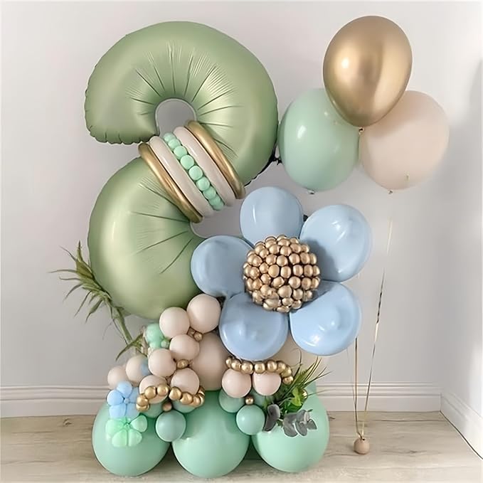 Sage Green Birthday Balloon Numbers 60, 40 Inch Big Foil Mylar Number 6 and 0 Helium Balloons, Olive Green Number 60 Balloon Set for Men Women 60th Birthday Anniversary Party Decorations Supplies
