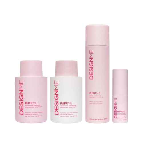 Design.Me PUFF.ME Hair Volumizer Bundle | Volumizing Shampoo, Conditioner, Powder, & Dry Texture Spray for Hair | Sulfate Free Shampoo & Color Conditioner with Styling Powder & Hair Texture Spray