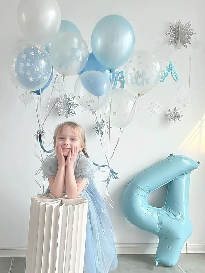 40 Inch Matte Blue 4 Number Balloons Light Blue Number 4 Foil Balloon Mylar Helium Balloon for Birthday Party Decoration Wedding Anniversary Supplies (Number 4)