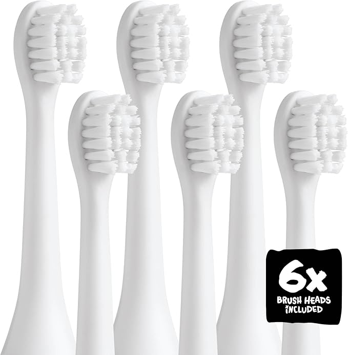 Made By Dentists Kids Electric Toothbrush Replacement Heads – 6 Heads (2x3) - Soft Bristles Brush Head for Gentle Care, 18 Months Supply