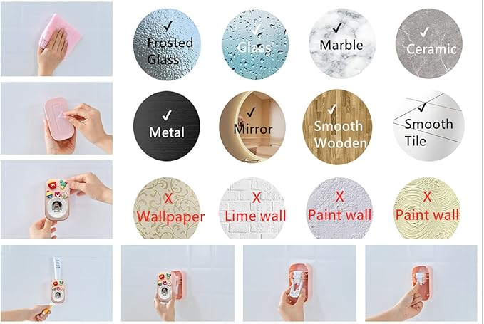 Automatic Toothpaste Dispenser & Toothpaste Holders and Wall Mounted Cup 3 Piece in a Set, is Wall Mounted for Bathroom,Toothpaste Squeezer for Kids & Family Shower by Mr. Thumbs(Pink Set)