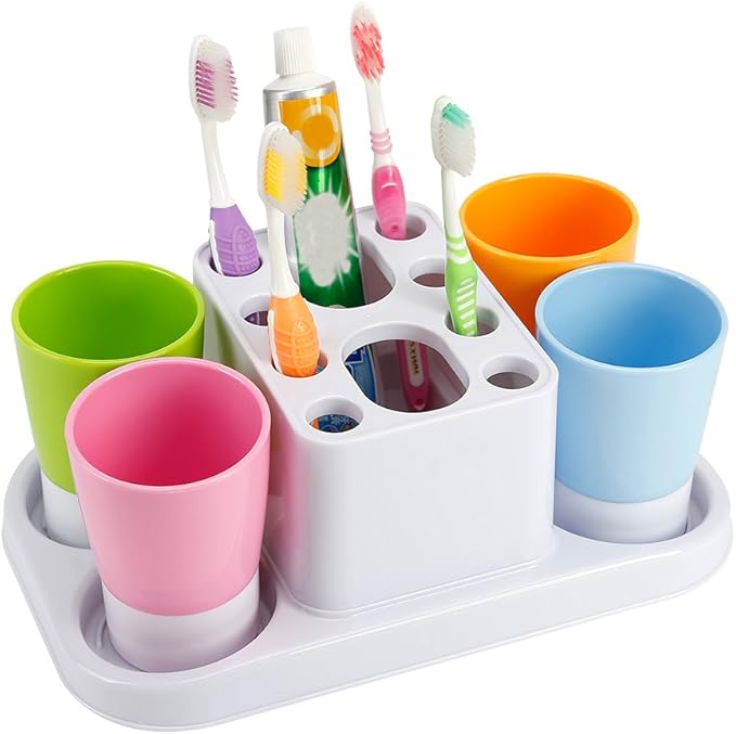 Toothbrush Holder and Large Organizer Stand for Bathroom
