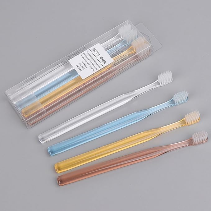 Superfine Soft Bristle Toothbrushes for Adults, 8Pcs Crystal Small Head Manual Toothbrush Set, Gentle Cleaning for Travel and Home Use