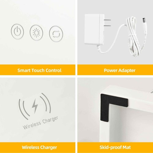 YITAHOME Vanity Mirror with Lights and Bluetooth Speaker & Wireless Charger, 28"x22" LED Makeup Mirror, Lighted Makeup Mirror with Lights, Touch Screen with Dimmable 16 Bulbs, USB Type-C Charging Port