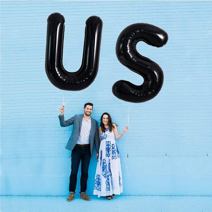 TONIFUL 40 Inch Large Black U Letter Balloons, Jumbo Helium Foil Mylar Balloons for 2026 New Year Eve Graduation Wedding Baby Shower Birthday Party Anniversary Supplies Decorations