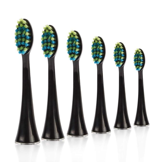 Voom Sonic Pro 7 Series Replacement Brush Heads, Black, 6-Pack