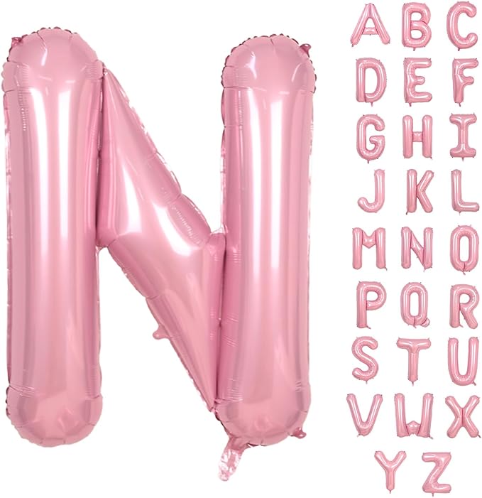 Biapian 40 Inch Giant Pink N Balloon, Single Alphabet N Foil, Light Pink Name Letters for Girls Women Birthday Party Decoration Baby Shower Anniversary Supplies