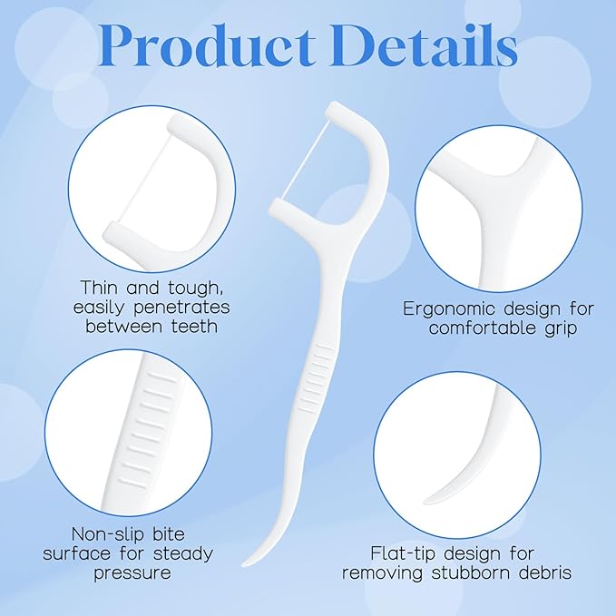 Individually Wrapped Dental Floss Picks Bulk Disposable Flossing Sticks Teeth Cleaning and Oral Care Travel Size Dental Tooth Floss Pack for Hotels, Weddings, Guests & Business Single Use (500 Pack)