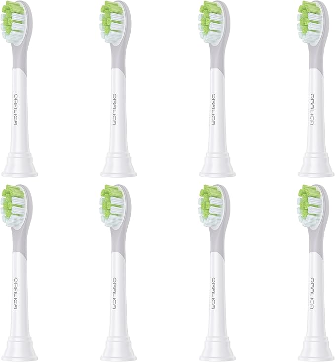 Japanese Brand Whitening Replacement Toothbrush Heads, Compatible with Philips Sonicare Click-on Handles, 8 Pack, Medium, with Tongue Cleaner (CA668, White)