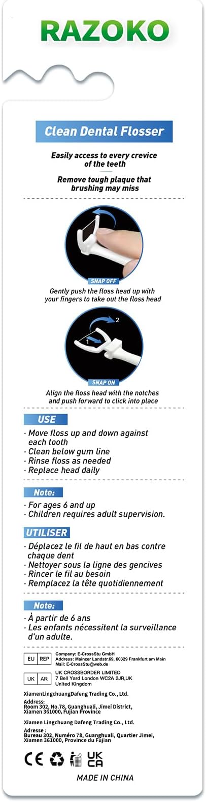 RAZOKO Ultimate Flosser Kit with 2 Handles and 240 Extra Strength Refills