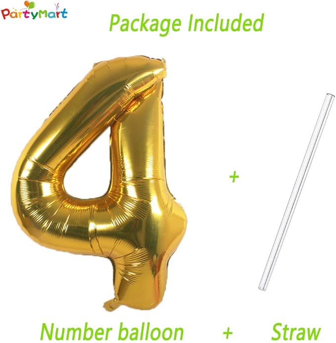 Gold Foil Balloons Number 4, 42 inch