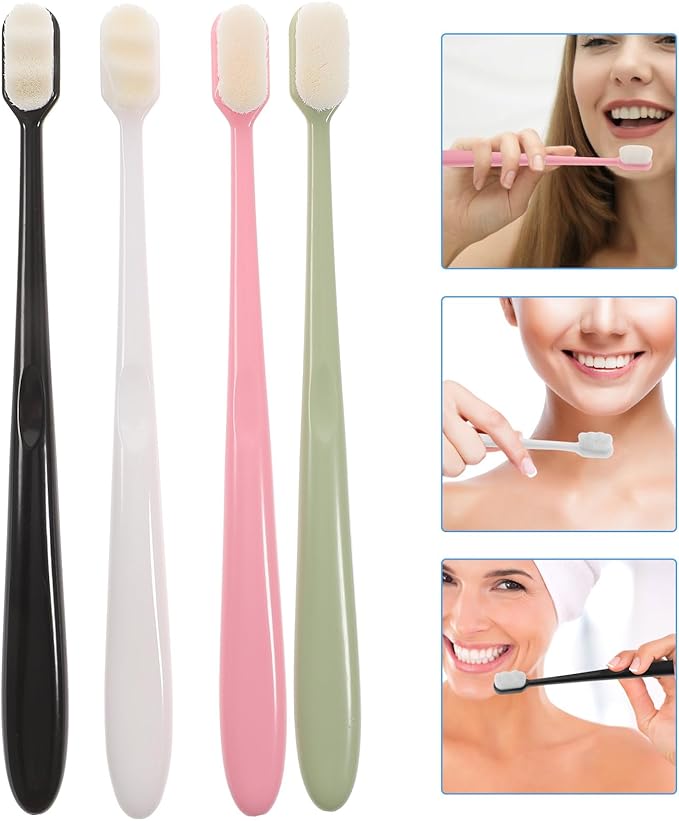 Beaupretty 4Pcs Manual Toothbrush Set Extra Soft Bristles Small Head Durable Teeth Brush for Adults and Travel Oral Cleaning