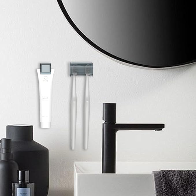 Toothbrush Holders Wall Mounted with Cover for Bathroom, Self Adhesive, Waterproof, 2 Slots Hanger Rack Tooth Brush Holder Storage Organizer for Shower