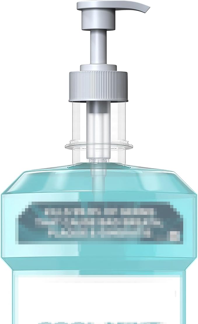 Compatible with Listerine Mouthwash Pump Dispenser for 1 and 1.5 Liter Bottles by kitchentoolz - Easy Dispensing and Mess Free - White Pump
