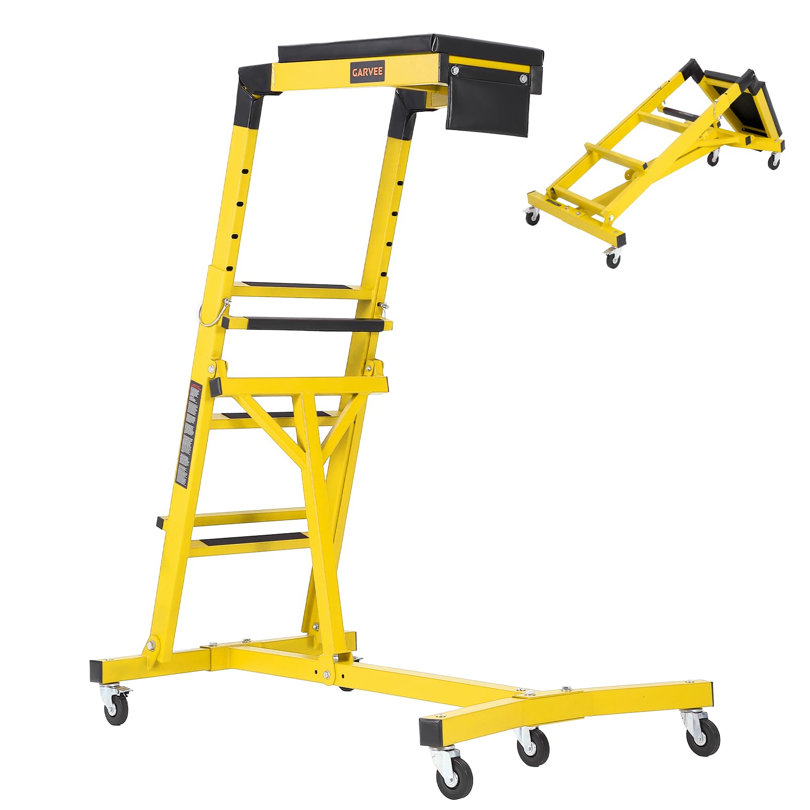 Topside Automotive Creeper, 49-76, 400LBS Folding Truck Creeper,4 Swivel Caster Wheels, Padded Deck, Stand Over Engine Creeper f