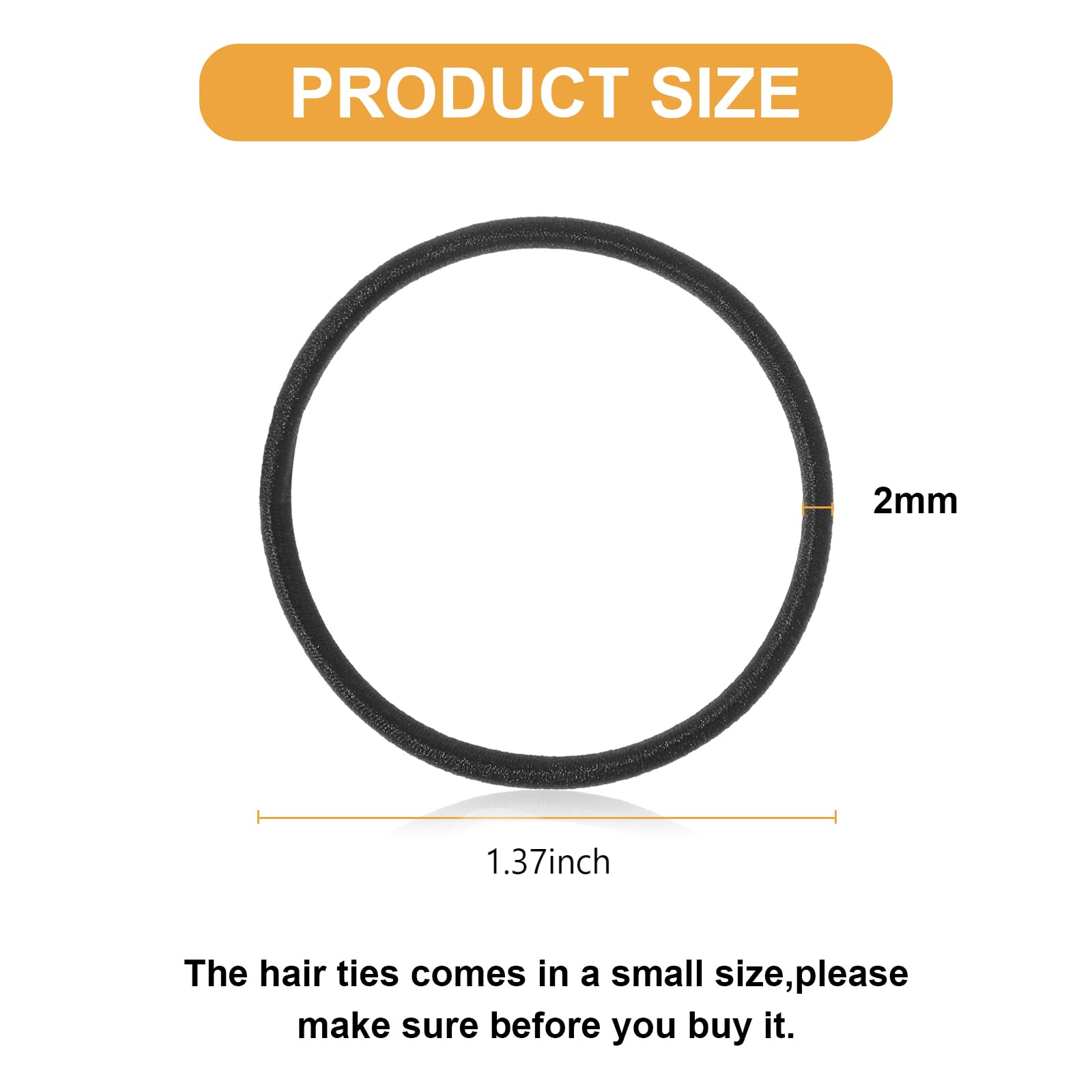 Canlierr 1000 Pcs Elastics Hair Ties Bulk Ponytail Holders Hair Bands Small Elastic Band Accessories for Women Men Straight Thick Curly(Black,2 mm)