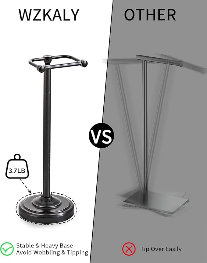 Toilet Paper Holder Stand, Oil Rubbed Bronze Toilet Paper Holder Free Standing, Post Pivoting Design & Stable Weighted Base SUS304 Stainless Steel for Bathroom（Mega Roll）