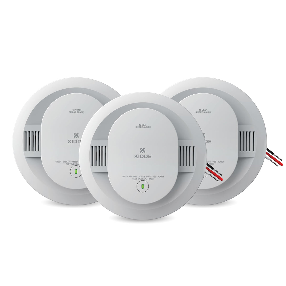 Kidde Smoke Detector, Hardwired with 10-Year Battery Backup, Interconnectable, LED Status Lights, 85 dB Alarm, 5-inches, 20SA10, 3 Pack