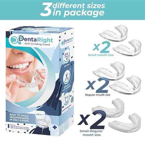 Dental Mouthguard for Bruxism, Teeth Grinding and Clenching, Pack of 6 in 3 Different Sizes Moldable, Trimmable Premium Quality Dental Night Guard for Teeth Grinding and Stops Bruxism