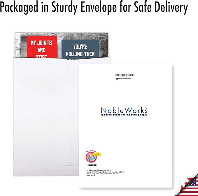 NobleWorks - 1 Jumbo Funny Birthday Greeting Card for Women w/Envelope (Large 8.5 x 11 Inch) - Large Old Ladies Vintage for Her, Personalized Adult Humor Bday Stationery - Stiff Joints J5680BDG