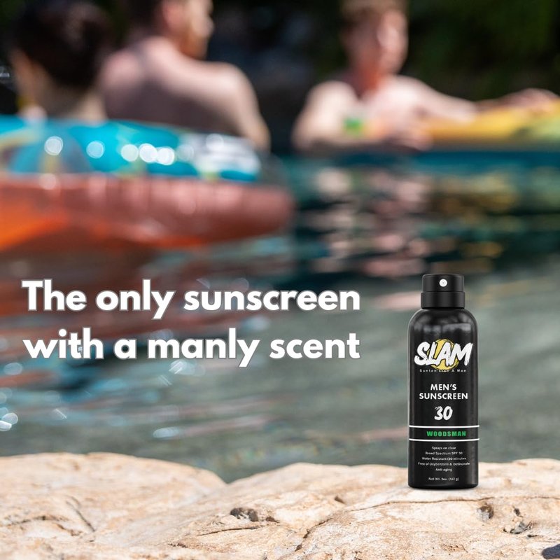 SLAM WoodsMan & BeachMan Bundle - Men's Scented Sunscreen, Sunscreen Spray, Water Resistant, Paraben Free, Broad Spectrum UVA/UVB (Large, 50, Sun Protection Factor (SPF))