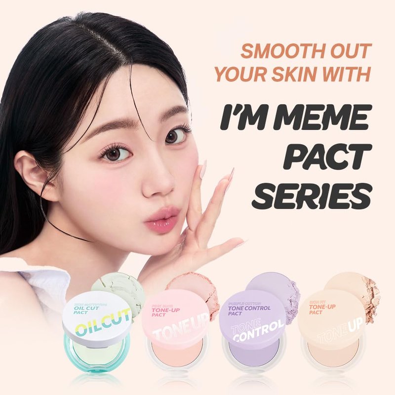 I'M MEME Compact - Oil Cut Pact | Sebum Absorbing, Korean Pressed Setting Powder for Blurring Effect, Makeup Powder, Translucent Compact, Finishing Powder, Oil Control Face Powder, Cute Stuff, 0.35 Oz