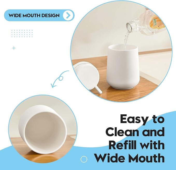 Matte White Bathroom Accessories 2 Piece Set Plastic Soap Dispenser and Toothbrush Holder for Modern Bathroom Decor