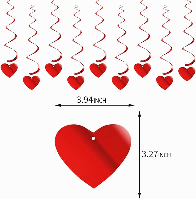 Red Heart Swirls Party-Decorations - 18Pcs Romantic Special Night Galentines Hanging Streamers Garland,Valentines Girl Wedding Anniversary Baby Bridal Shower Birthday Decor Supplies Hugtmr
