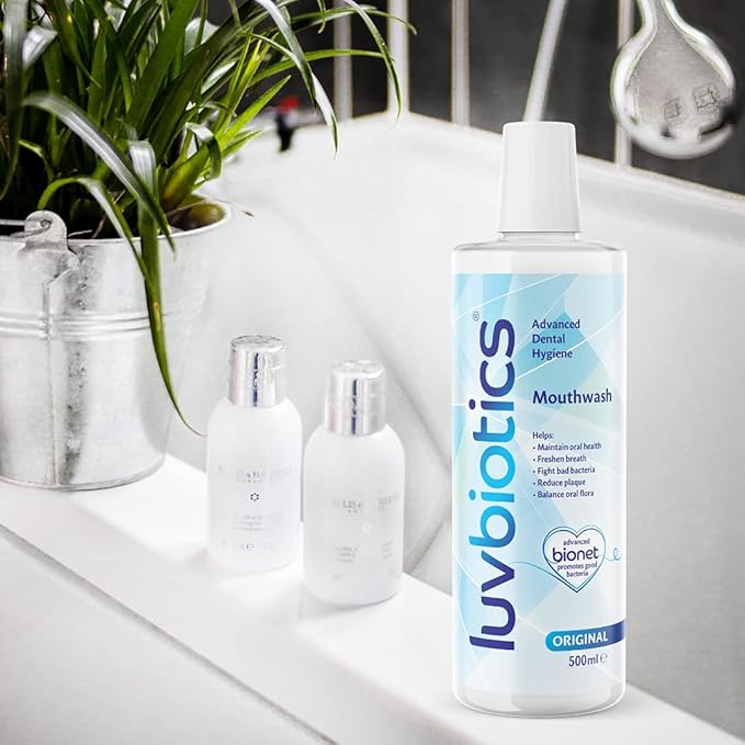 Luv Biotics Alcohol Free Mouthwash with Oral Probiotics, Xylitol for Fresh Breath, Gum Health & Oral Microbiome Support-500ml