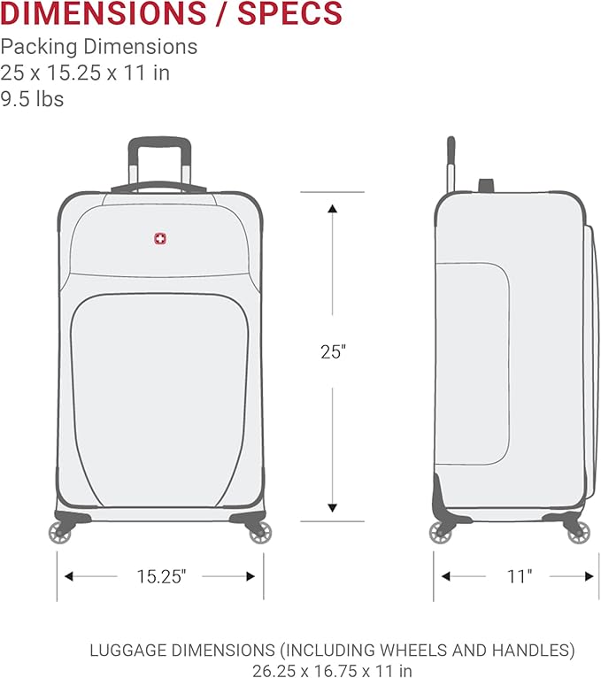 SWISSGEAR Sion Softside Expandable Spinner Luggage Durable Lightweight Travel Suitcase, Blue, Checked-Medium 25-Inch