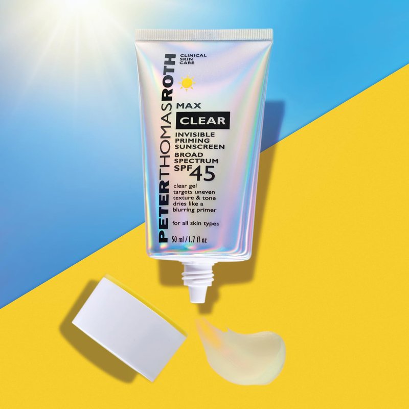 Peter Thomas Roth | Max Clear Invisible Priming Sunscreen Broad Spectrum SPF 45 | Makeup Primer with SPF, Water-Resistant Sunscreen Gel with Silky Finish, 1.7 fl. oz.