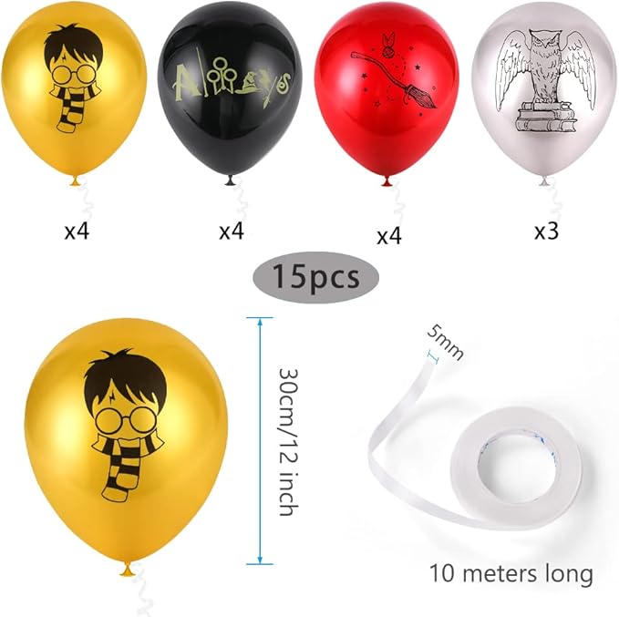 Ainiv Cartoon Balloons - 15pcs ThickenParty Balloons (12inch) With Ribbon - Metallic Latex, Perfect for Birthdays, Graduations, Baby Showers