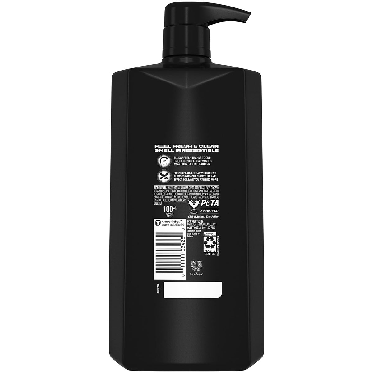 AXE Men's Body Wash, Black, 3-Pack – 3-in-1 Body, Face & Hair Wash, Frozen Pear and Cedarwood Scent, 33.8 Oz Ea