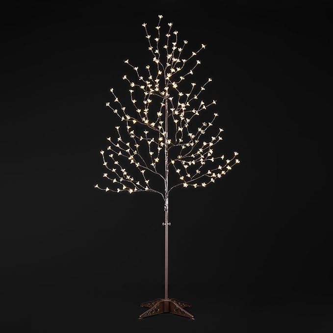 LIGHTSHARE 6.5 feet 208L LED Lighted Cherry Blossom Tree, Warm White, Decorate Home Garden, Spring, Summer, Wedding, Birthday, Christmas Holiday, Party, for Indoor and Outdoor Use