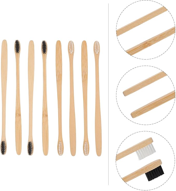 NOLITOY 20Pcs Natural Toothbrushes Set Small Head Soft Bristles Black and White Biodegradable Manual Toothbrushes for Travel and Home Oral Care