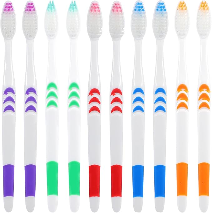 Milisten Disposable Soft Bristle Toothbrushes 30Pcs Travel Oral Care Family Pack Colorful Bristles Portable Manual Toothbrushes for Hotel and Daily Cleaning