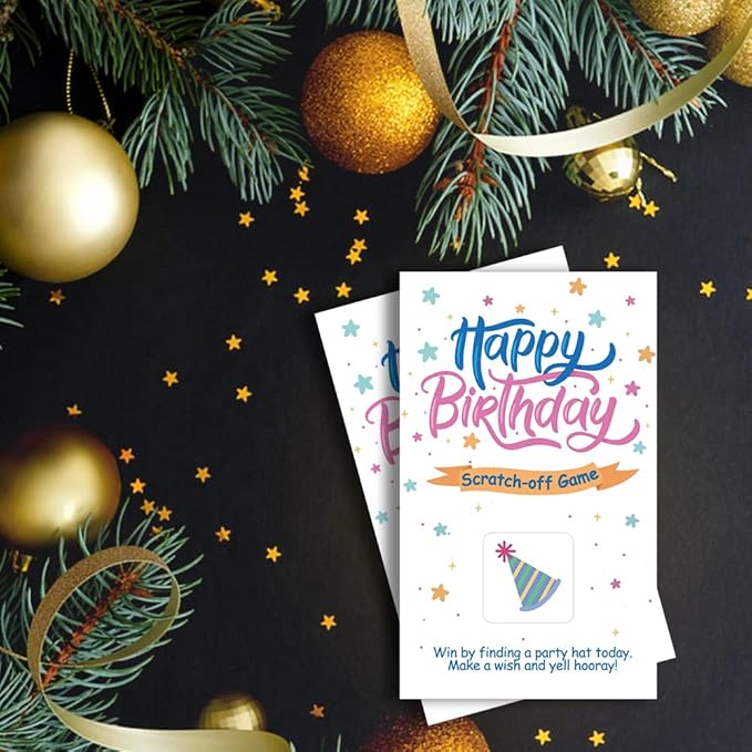 Haizct 50 Pack Adult Happy Birthday Day Party Game Scratch Off Cards, Funny Christmas Holiday Special Event Raffle Tickets Drawing, Birthday Raffle Tickets Party Supplies, Groups Raffles