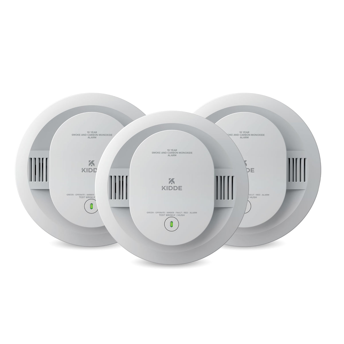 Kidde Smoke and Carbon Monoxide Detector, 10-Year Battery Powered, LED Status Lights, 85 dB Alarm, 5-inches, 30CUD10, 3 Pack